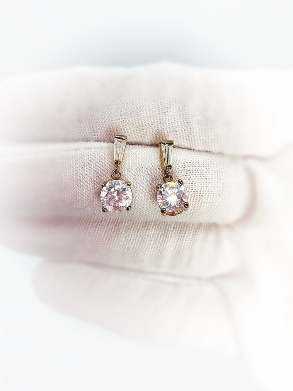 Classic Gold Drop CZ Earrings - Clear Crystal